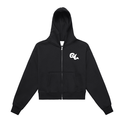 REV Essential Cropped Zip-Up Black