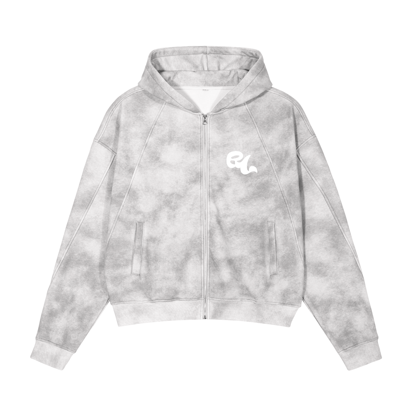 REV Essential Washed Zip-Up Hoodie White