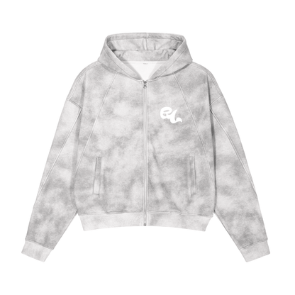 REV Essential Washed Zip-Up Hoodie White